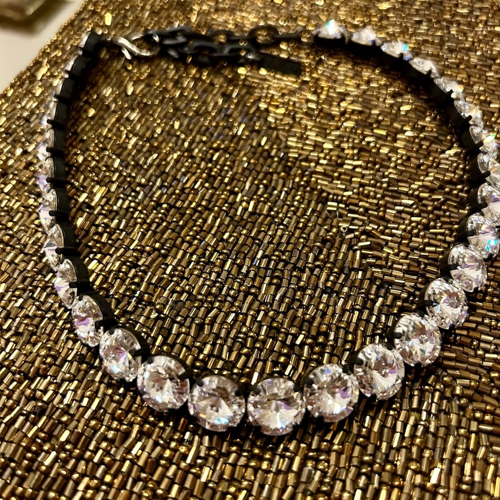 Tova brand Swarovski crystal Anais Necklace in Smutt with clear all crystals